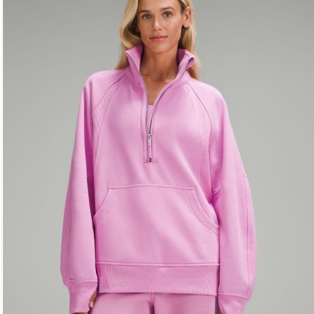 Scuba oversized funnel neck half zip Dahlia Mauve